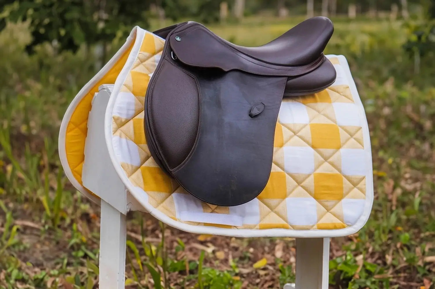 Yellow and White Buffalo Plaid All Purpose Saddle Pad