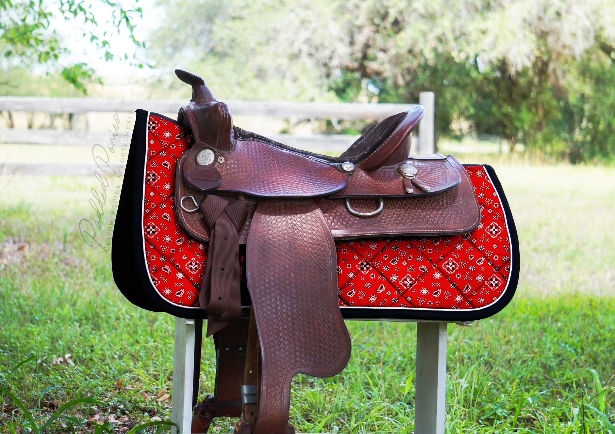 Red Bandana Print Western Saddle Pad