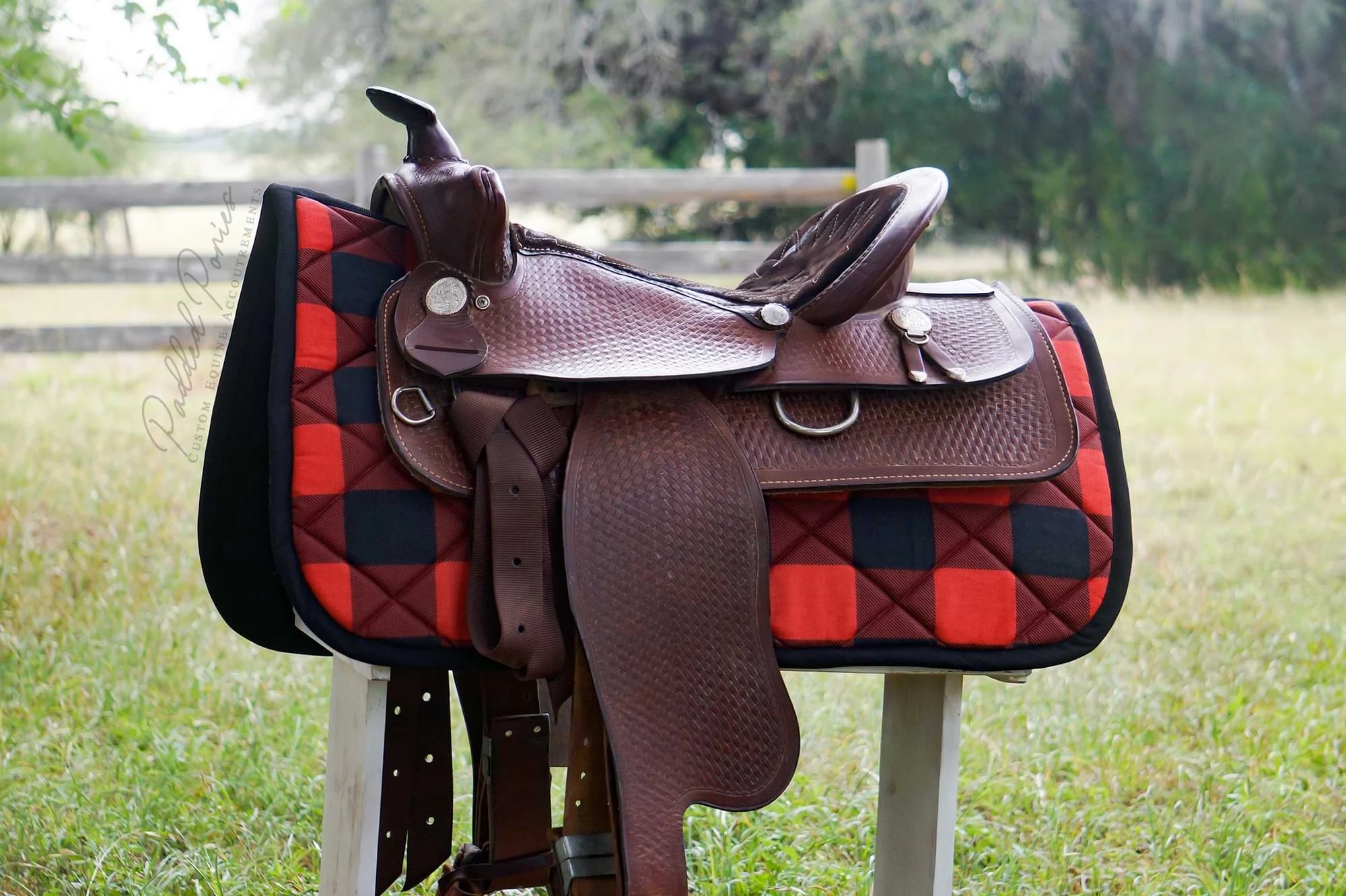 Red and Black Buffalo Plaid Western Saddle Pad