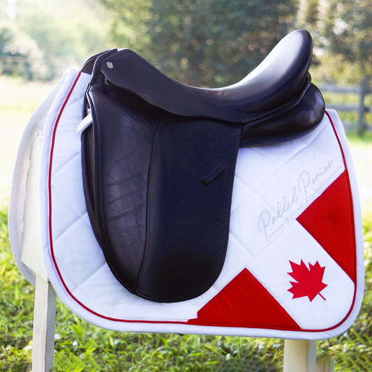 Canada Canadian Corner Flag White Dressage Saddle Pad