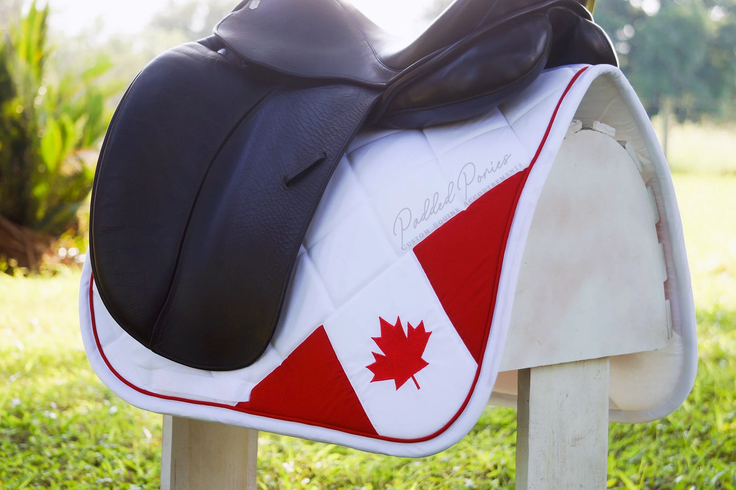 Canada Canadian Corner Flag White Dressage Saddle Pad