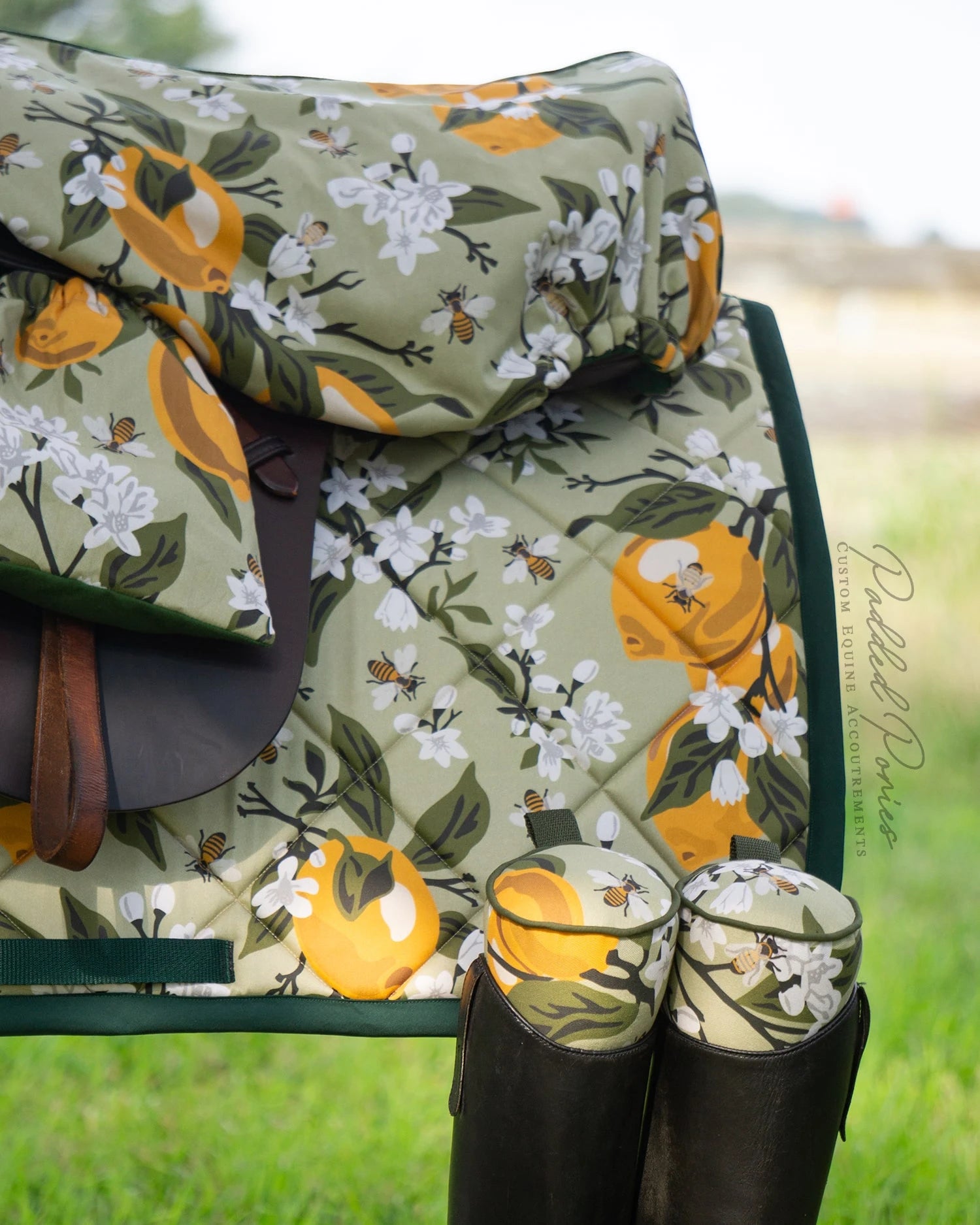 Green Lemons and Bees Floral Boot Tree Stuffers with Matching Accessories