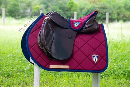 Burgundy and Navy Blue Marvel Guardians of the Galaxy Superhero Patch Fly Veil Bonnet with Matching Saddle Pad