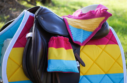 LGBTQ+ Pansexual Flag Stirrup Covers with Matching Saddle Pad
