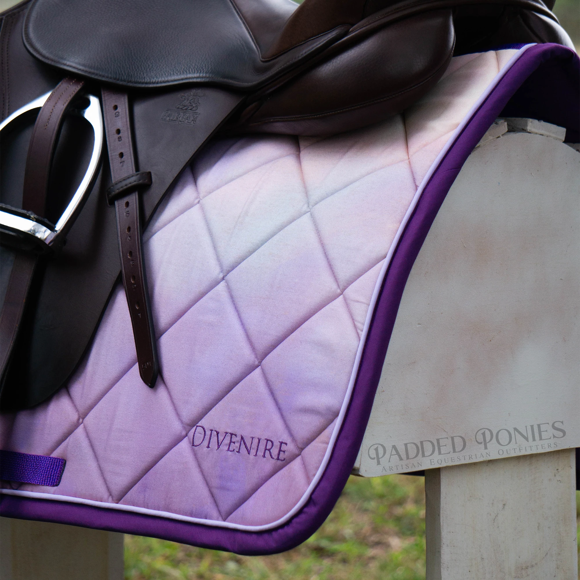 Purple Pastels Ombre Skies Jump Saddle Pad with Embroidery