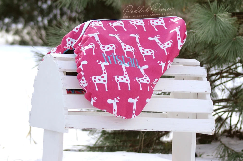 Hot Pink Giraffes Animal Print All Purpose Saddle Cover
