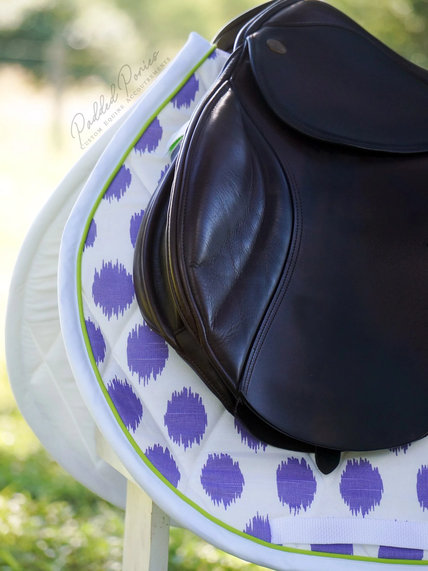 Purple and Lime Green Polka Dots Jump Saddle Pad