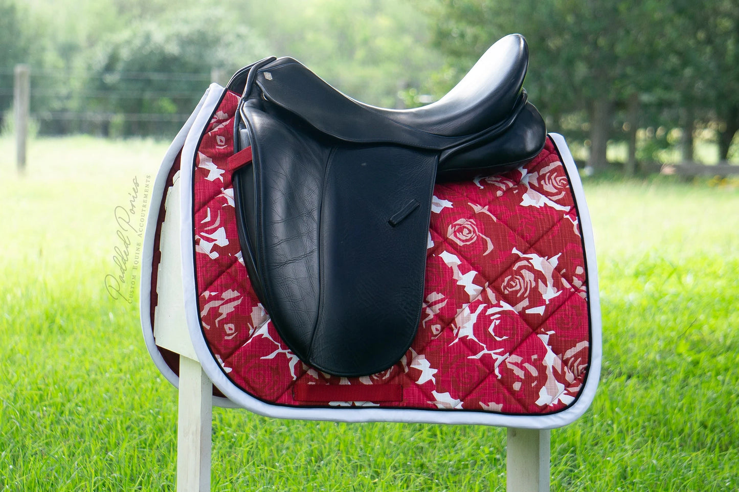Red Roses Floral Print Dressage Saddle Pad