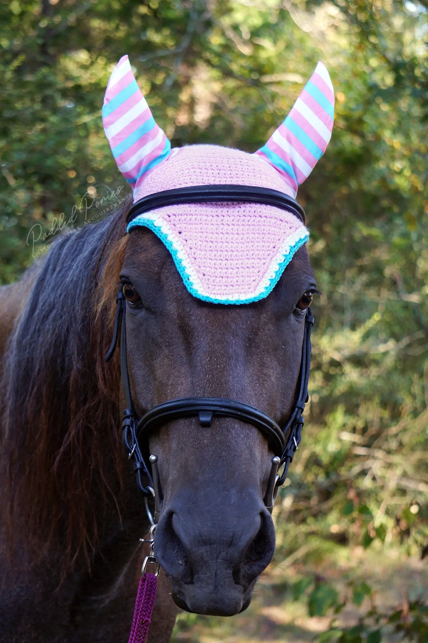 LGBTQ+ Transgender Flag Stripe Ears Baby Pink Fly Veil Bonnet