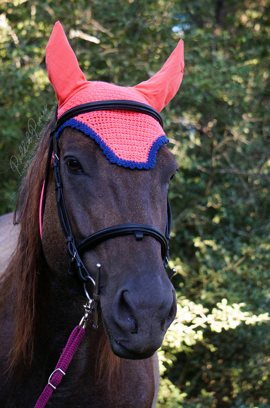 Coral Pink and Navy Blue Fly Bonnet