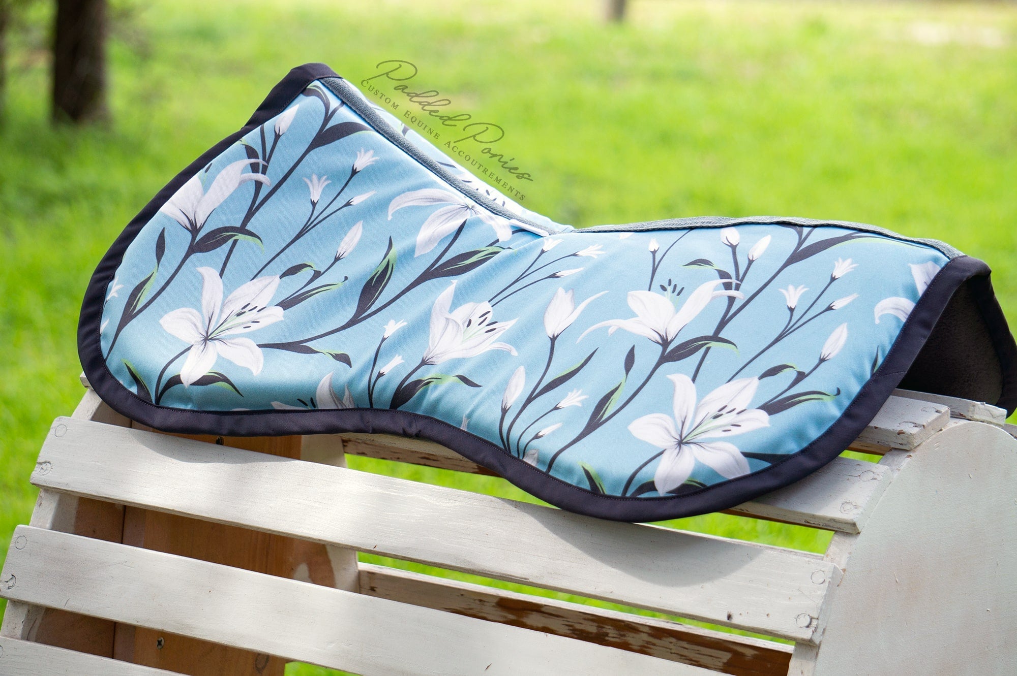Blue and Gray Lilies Floral Memory Foam Half Pad