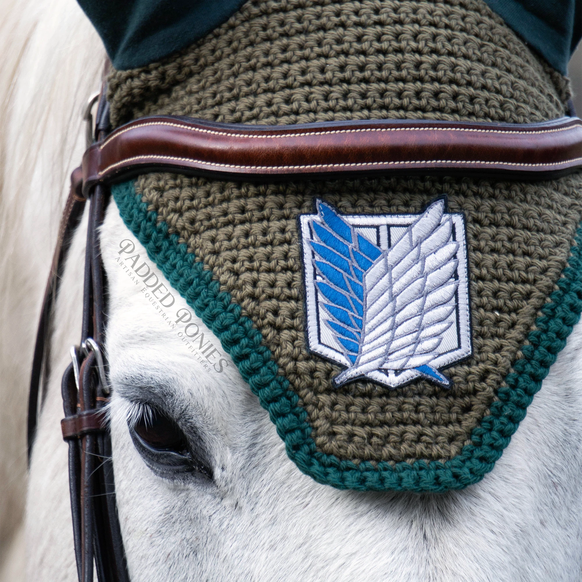 Green Attack on Titan Scout Anime Patch Horse Fly Veil Bonnet