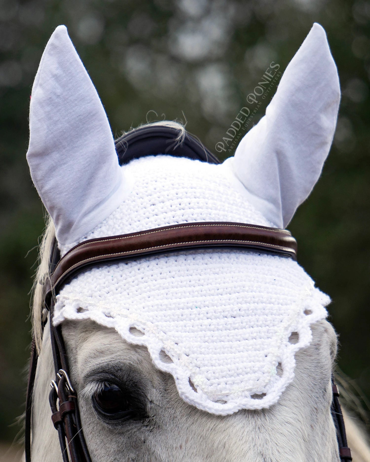 Christmas Winter Snowflake Sparkle Horse Fly Veil Bonnet