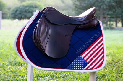 Red, White, and Blue American Corner Flag Patriotic All Purpose Saddle Pad