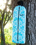 Aqua Blue Green Floral Damask Fleece-Lined Bridle Bag with Monogram