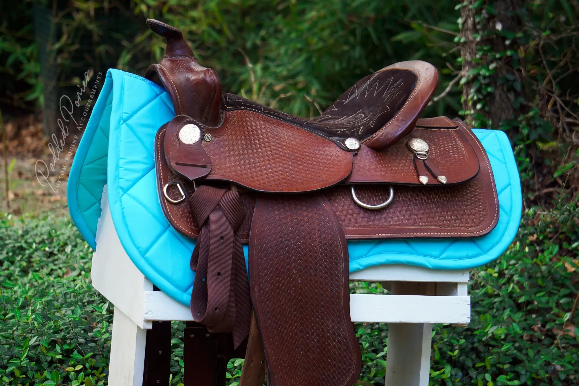 Aqua Blue Green Solid Color Round Skirt Western Saddle Pad