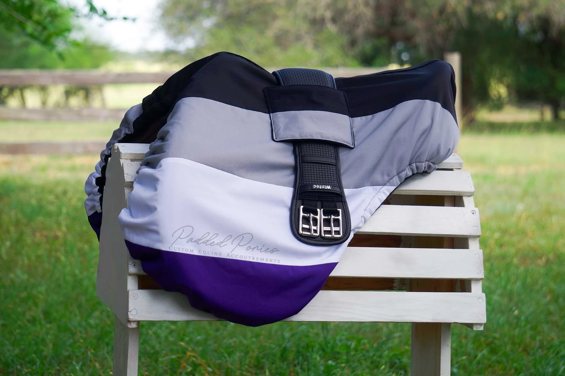 LGBTQ+ Asexual Flag All Purpose Saddle Cover with Girth Holder Pocket