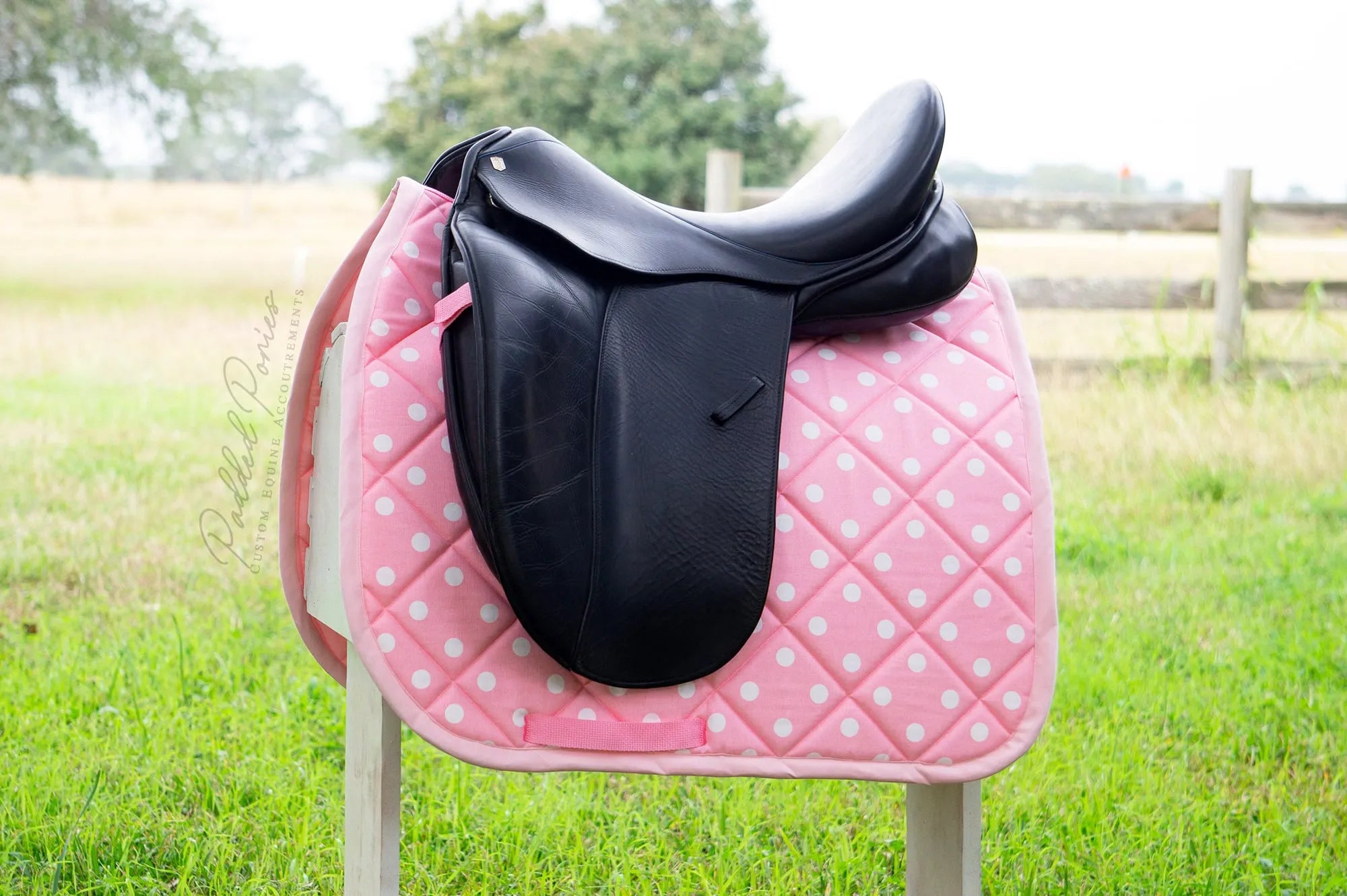 Baby Pink Polka Dot Dressage Saddle Pad