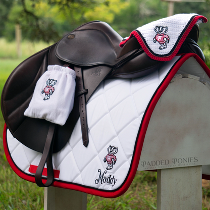 University of Wisconsin Badgers Matching Fly Bonnet and Saddle Pad Set with Monogram