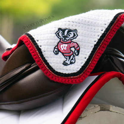 University of Wisconsin Badgers Horse Crochet Cotton Fly Bonnet with Rhinestones