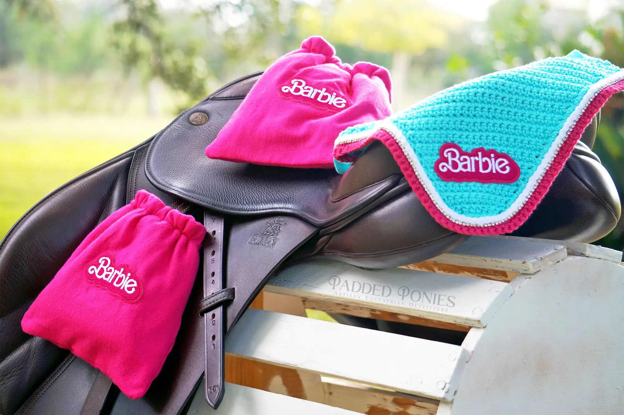 Barbie Patch Stirrup Covers with Matching Fly Veil Bonnet