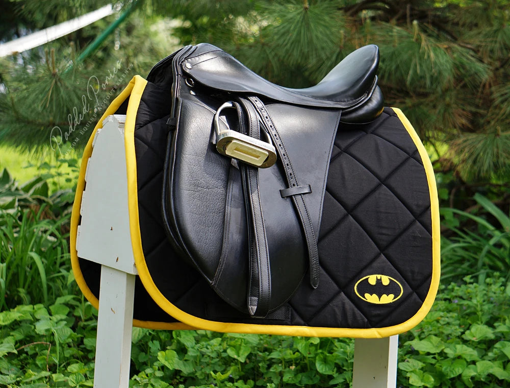 Black and Yellow DC Comics Batman Superhero Patch Dressage Saddle Pad