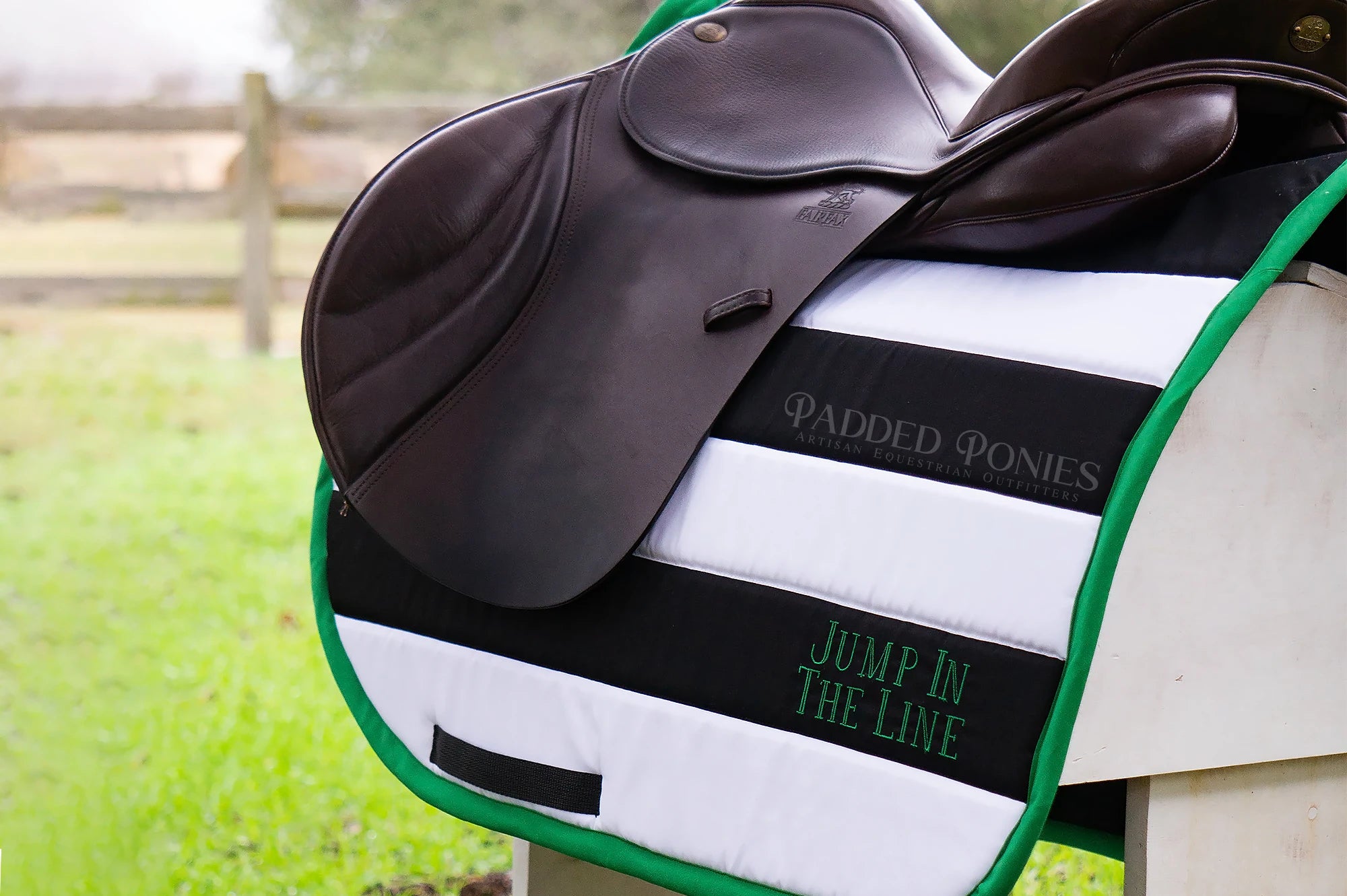 Black, White, and Green Beetlejuice Halloween All Purpose Saddle Pad