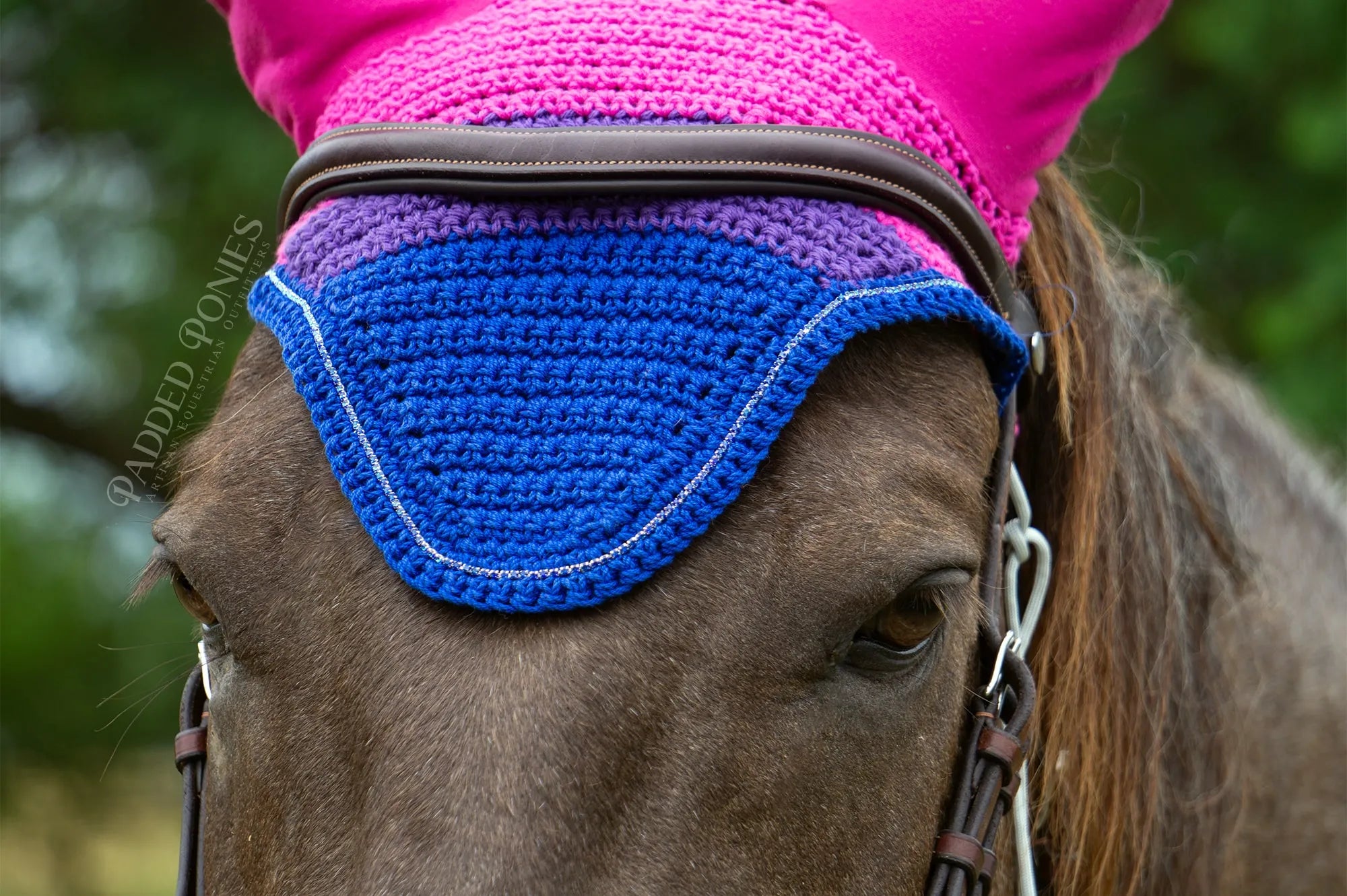 LGBTQ+ Bisexual Flag Fly Veil Bonnet with Rhinestones