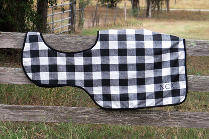 Black and White Buffalo Plaid Quarter Sheet with Monogram