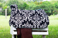 Black and Teal Turquoise Floral Damask Western Saddle Cover