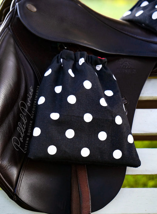 Black Polka Dot Stirrup Covers