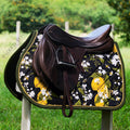 Black and Yellow Lemons and Bees Floral Print All Purpose Saddle Pad with Monogram