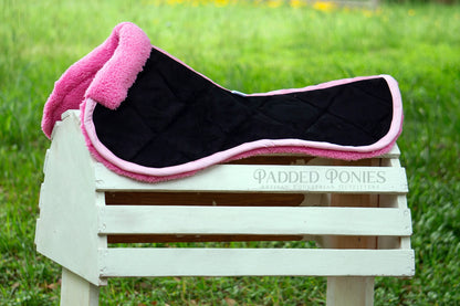 Black and Pink Suede Faux Sheepskin Fleece Half Pad