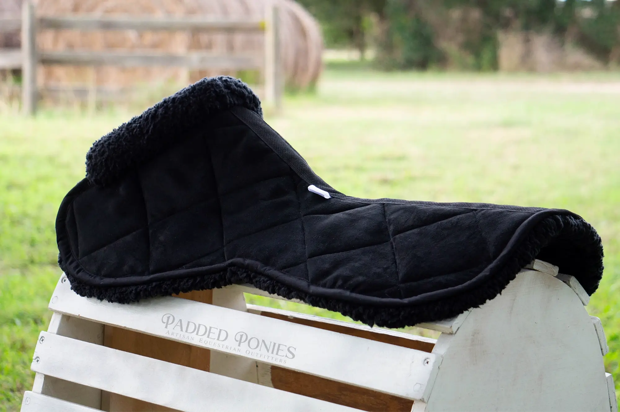Black Suede Faux Sheepskin Fleece Half Pad