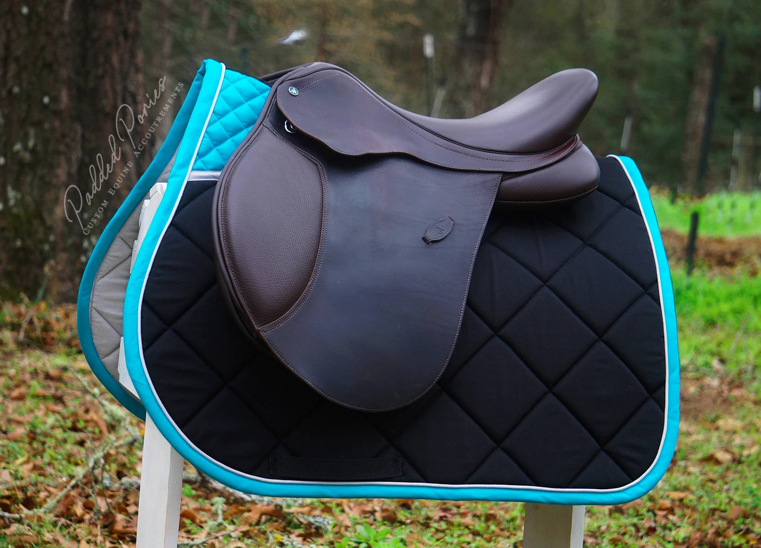 Black and Turquoise Solid Color High Wither All Purpose Saddle Pad