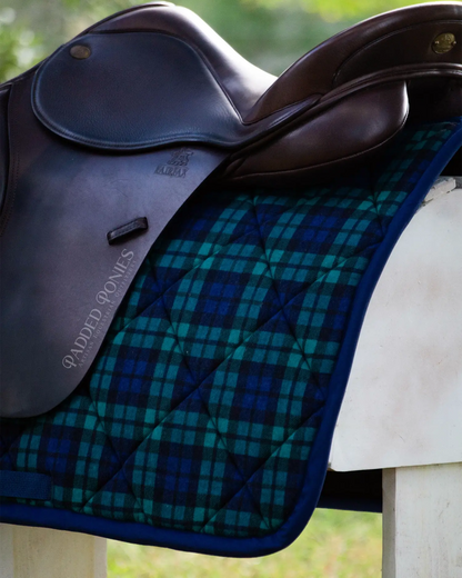 Hunter Green and Navy Blue Blackwatch Plaid Flannel All Purpose Saddle Pad