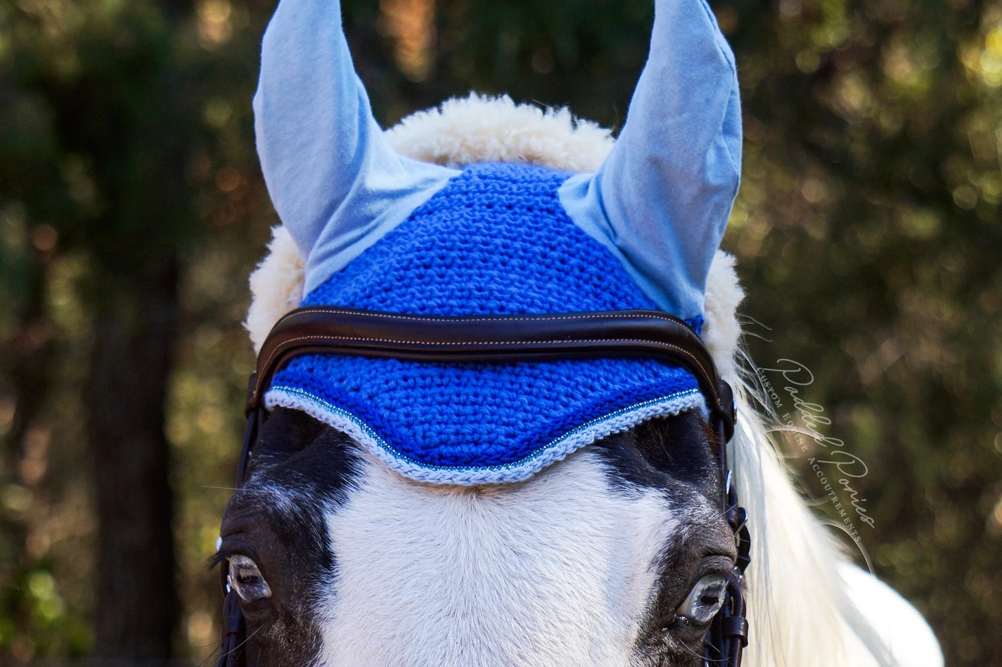 Royal Blue Rhinestone Solid Color Fly Veil Bonnet