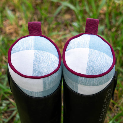 Baby Blue and Burgundy Buffalo Plaid Boot Tree Stuffers