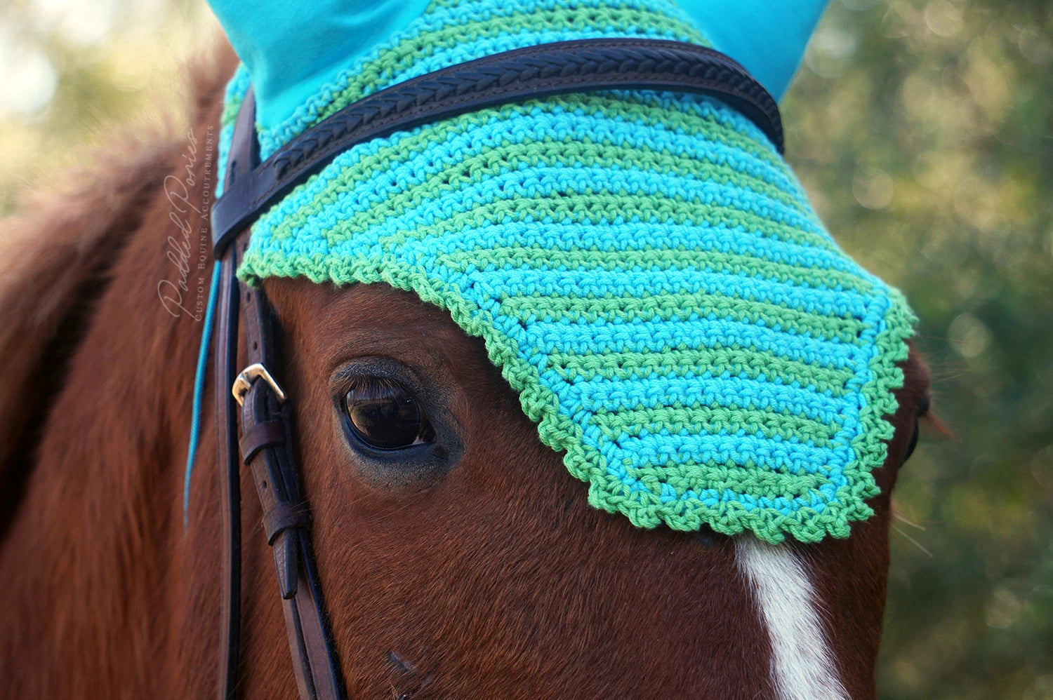 Aqua and Lime Green Stripe Fly Veil Bonnet