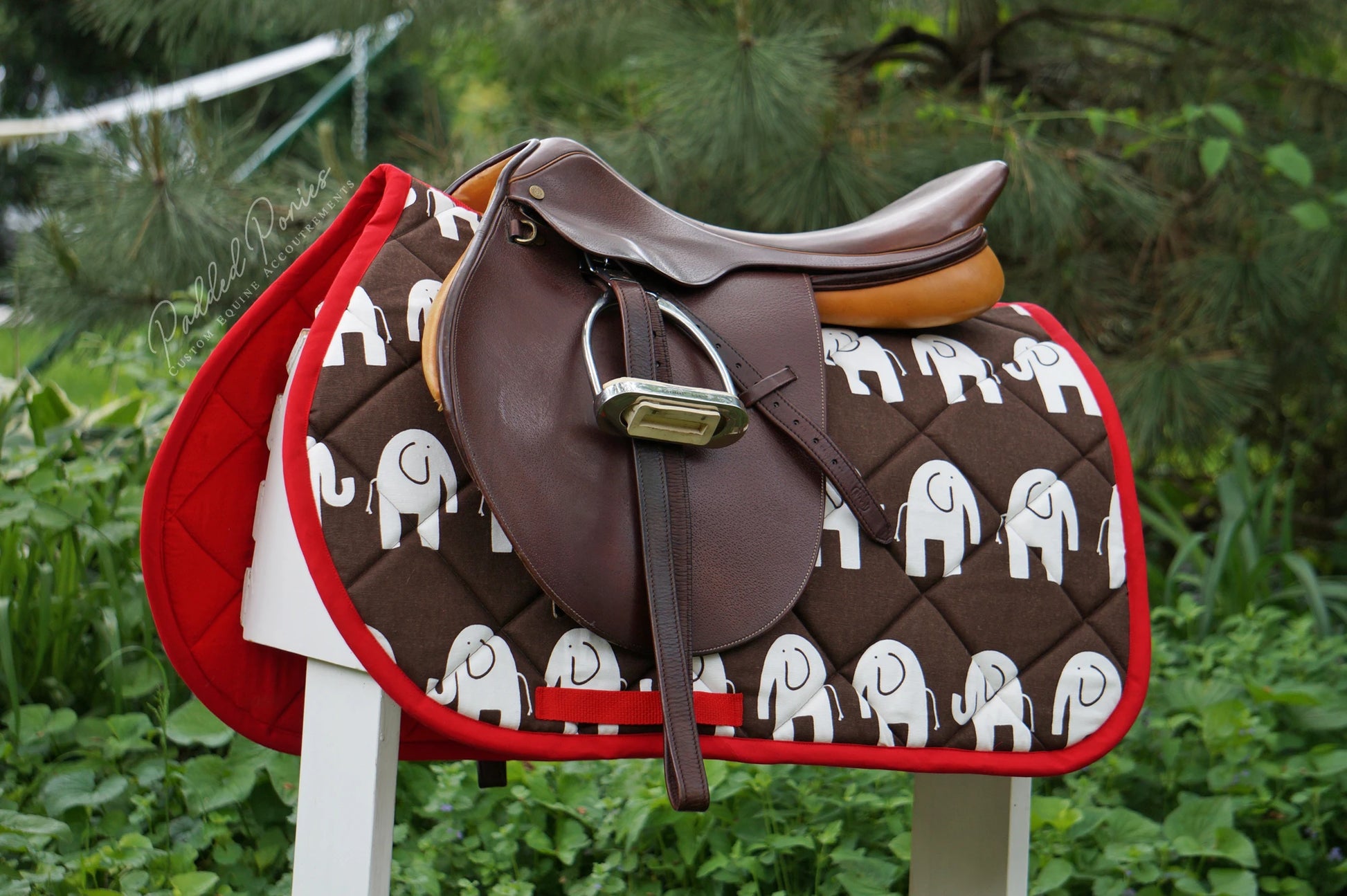 Brown and Red Elephants Animal Print All Purpose Saddle Pad