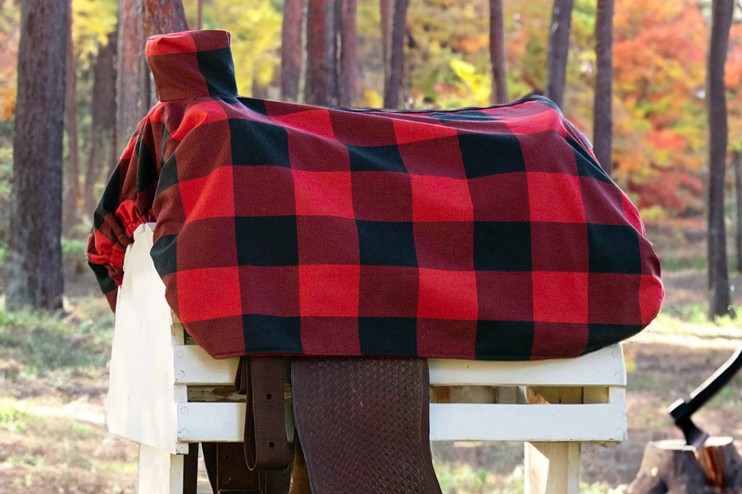 Red and Black Lumberjack Fall Plaid Western Saddle Cover