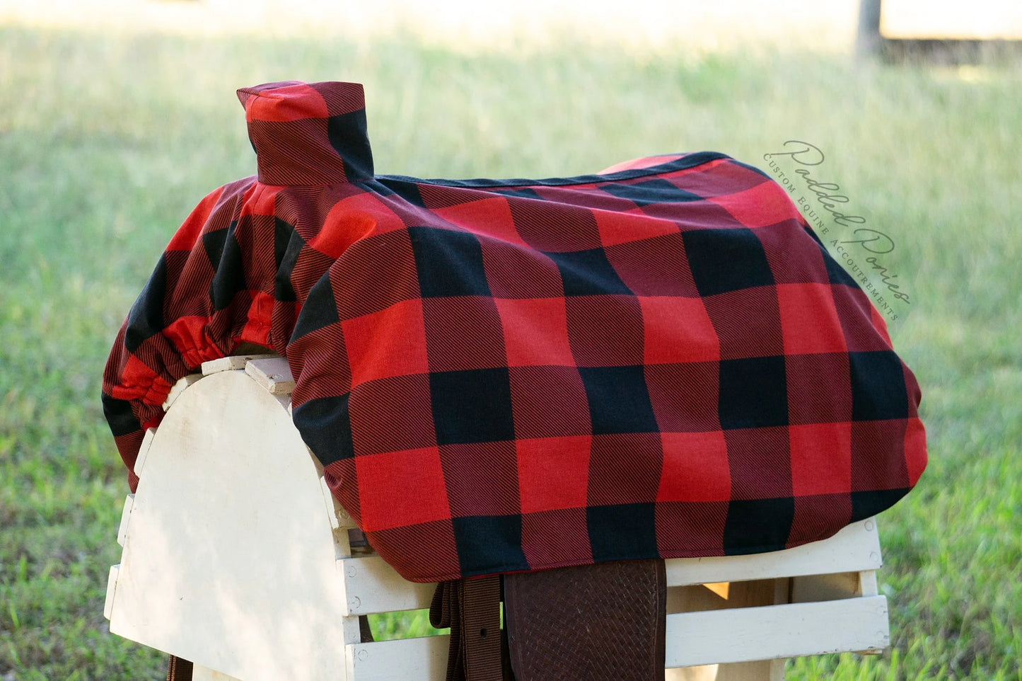 Red and Black Buffalo Plaid Western Saddle Cover