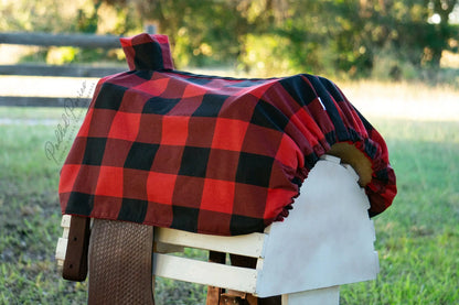 Red and Black Buffalo Plaid Western Saddle Cover