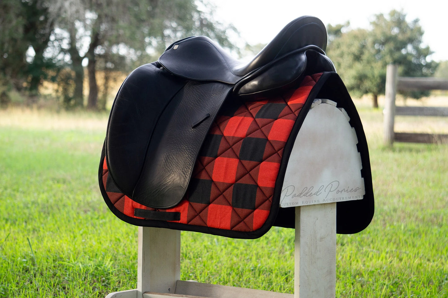 Red and Black Buffalo Plaid Dressage Saddle Pad