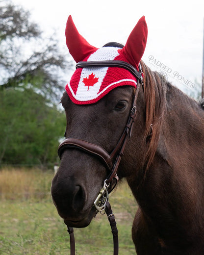 Red and White Canadian Flag Fly Veil Bonnet