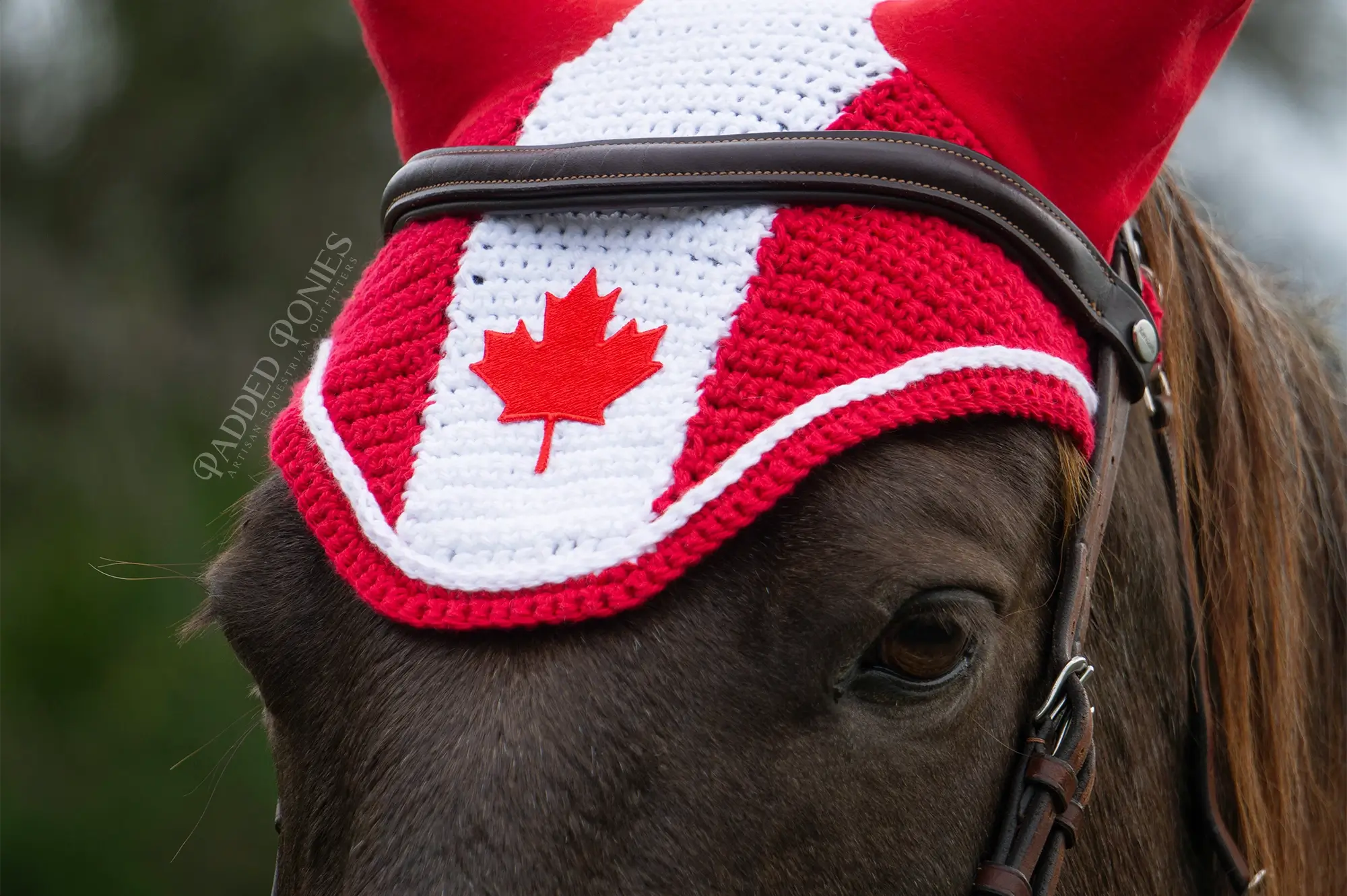 Red and White Canadian Flag Fly Veil Bonnet