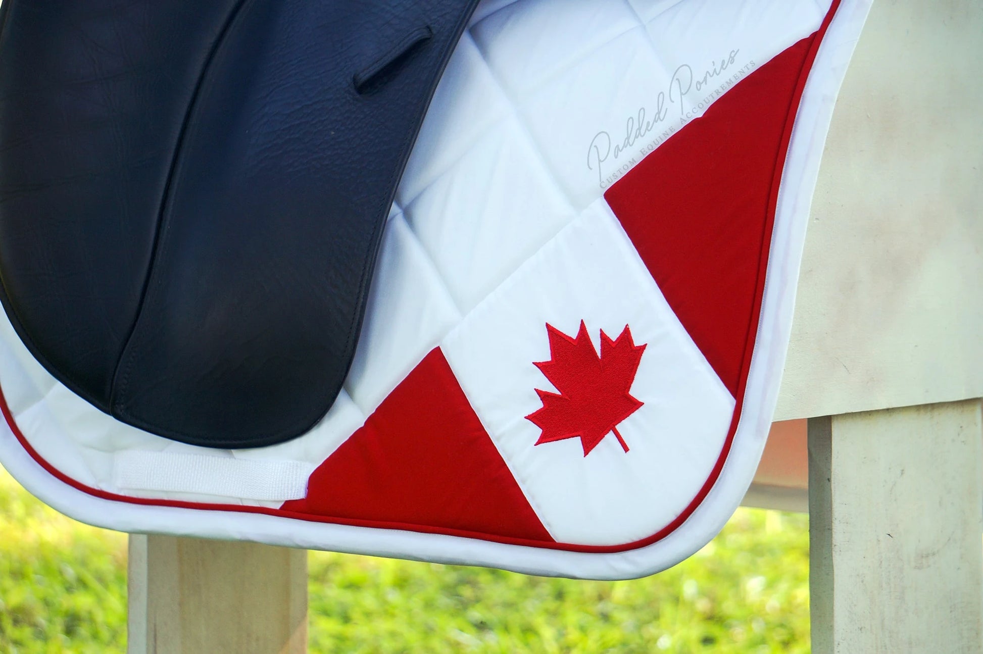 Canada Canadian Corner Flag White Dressage Saddle Pad