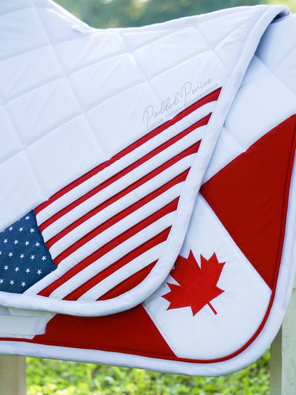 U.S. American and Canadian Corner Flag White All Purpose Saddle Pads