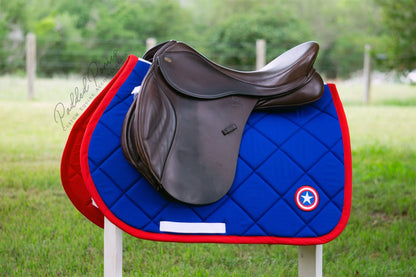Royal Blue and Red Marvel Captain America Superhero Patch All Purpose Saddle Pad