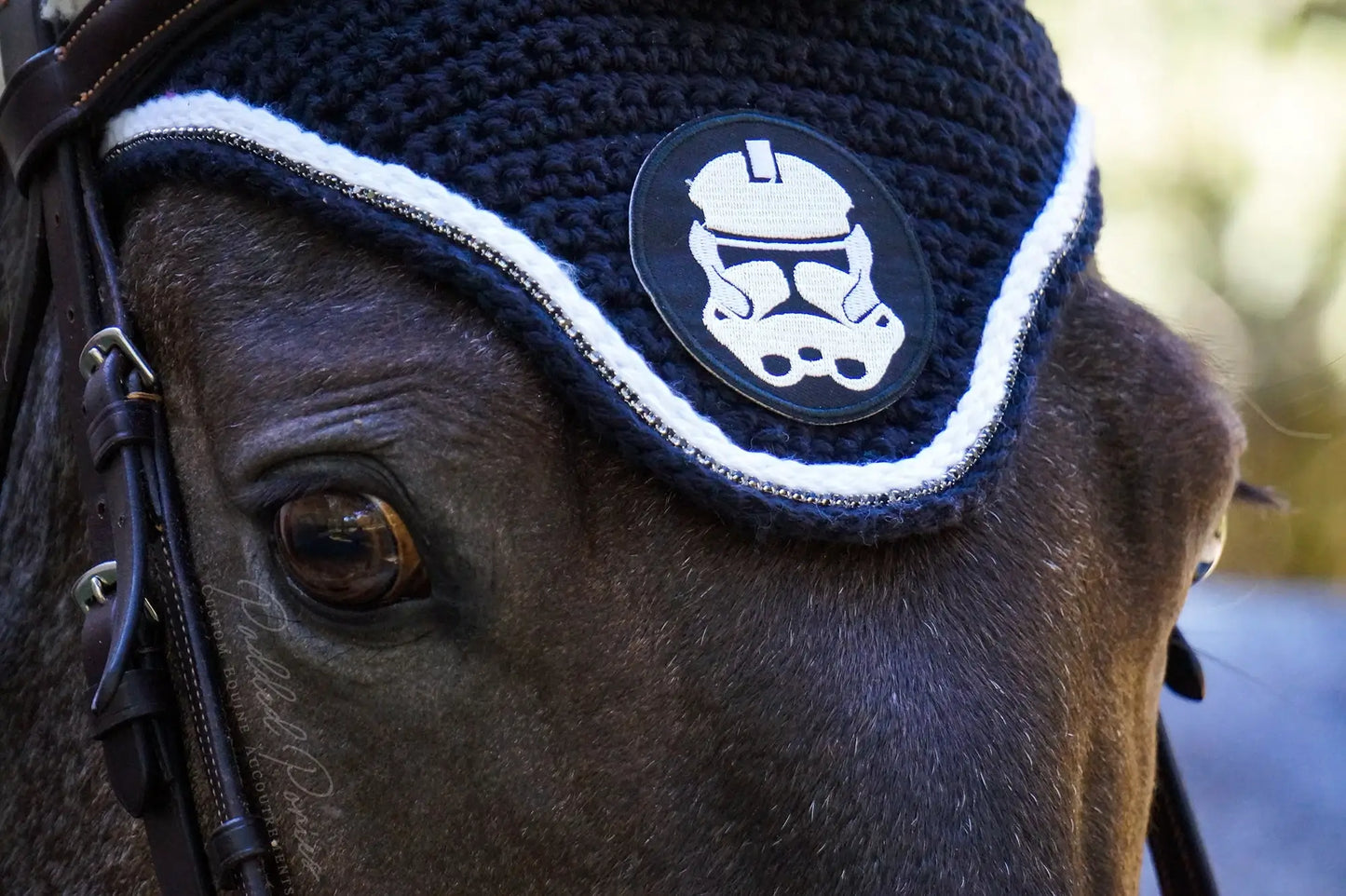 Black Star Wars Clones Patch Rhinestone Fly Veil Bonnet